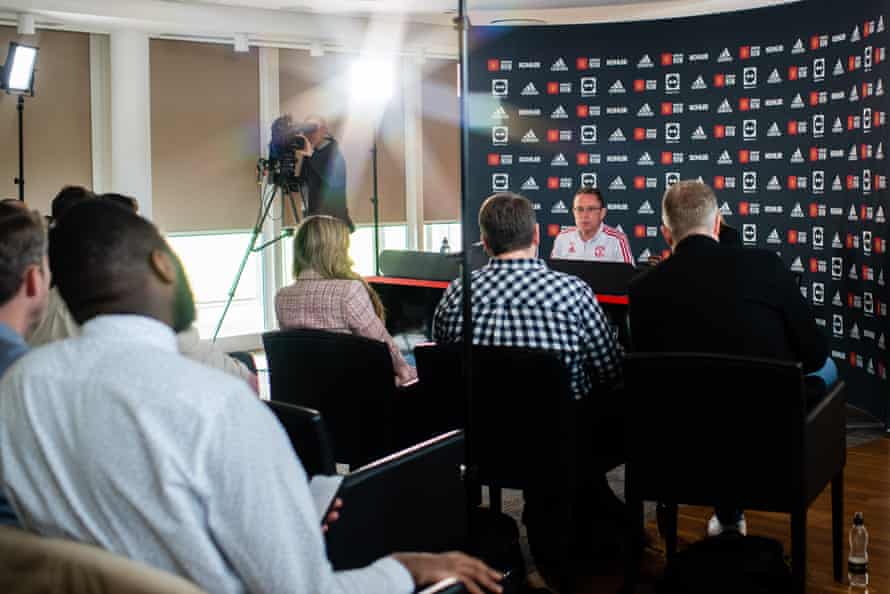 Ralf Rangnick speaks with the media on Friday.