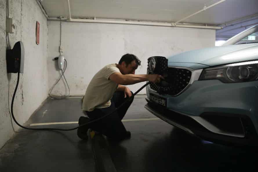 Patrick Keneally plugs in the MG ZS EV for a charge