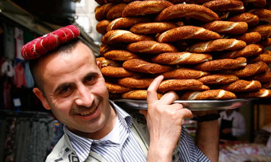 Simit bread seller, Istanbul, Turkey.