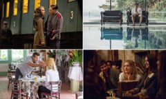 Noomi Rapace and Tom Hardy in Child 44, Colin Farrell in The Lobster, Bradley Cooper and Emma Stone in Aloha, Greta Gerwig and Lola Kirke  in Mistress America

2015 films composite