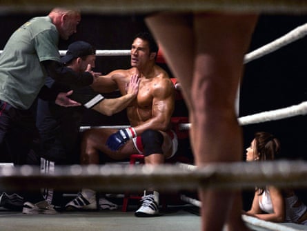 Dwayne Johnson (centre) in The Smashing Machine.
