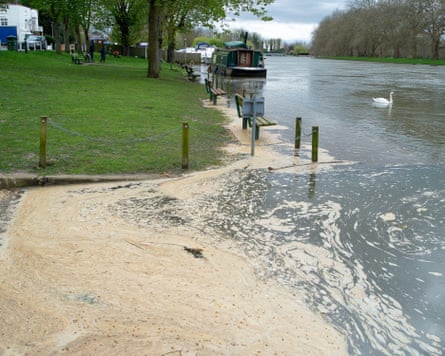 Sewage floats on the River Thames in Datchet, Berkshire