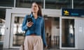 Portrait of a Woman at the airport arriving from a trip