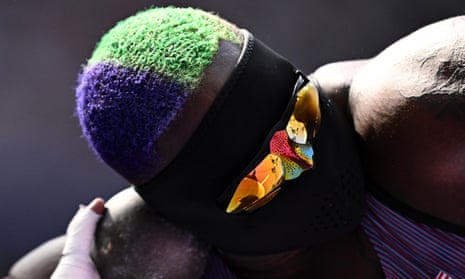 Raven Saunders dressed up for the shot put.