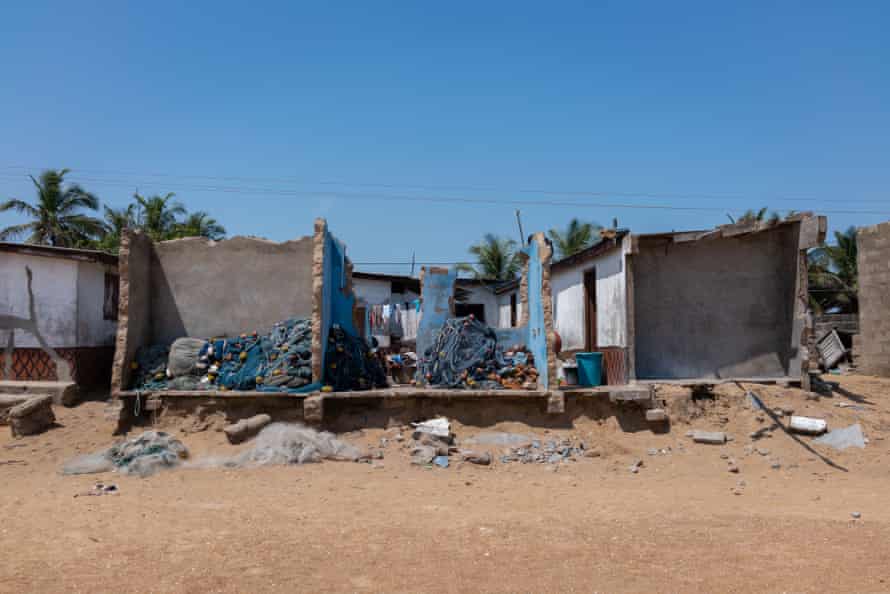 Houses in Keta destroyed by a wave