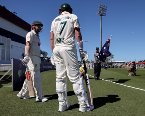 Australia openers Matt Renshaw and Travis Head prepare to bat against Bangladesh