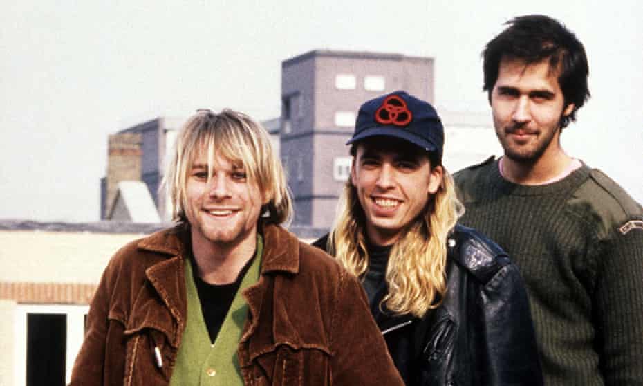 Nirvana pictured in 1990 … (L-R) Kurt Cobain, Dave Grohl, Krist Novoselic.