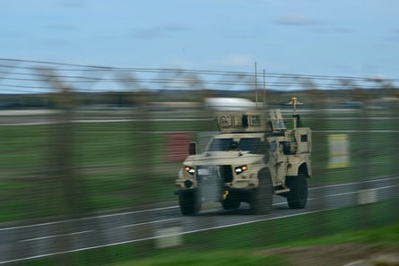 Armoured vehicle on patrol at RAF Fairford