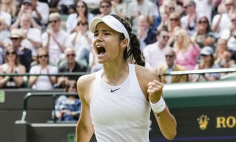 Emma Raducanu wins her third round match on court one at Wimbledon.