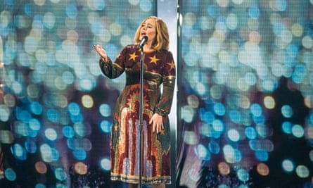Adele performs at the Brit Awards 2016 at The O2 Arena in London