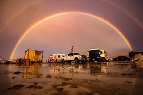 A double rainbow at the Burning Man festival