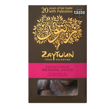 Brown, gold and pink packet of dates