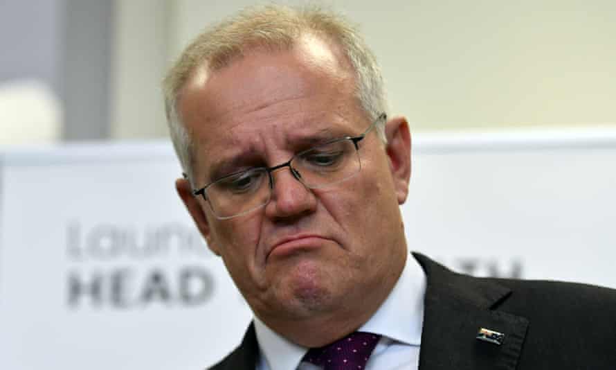 Scott Morrison at this morning’s press conference in Launceston