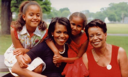 “My mother steadies us all.” Michelle Obama with her mother Marian Robinson and daughters Malia and Sasha.