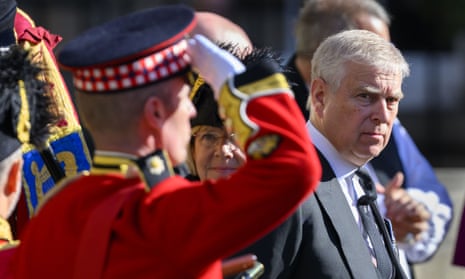Prince Andrew following the Queen’s coffin to St Giles’s cathedral, Edinburgh, 12 September 2022