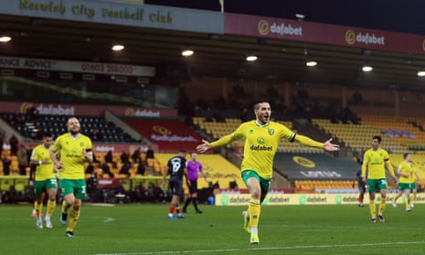 Emi Buendía celebrates his superb first-half strike, which proved to be the match winner for Norwich against Brentford.