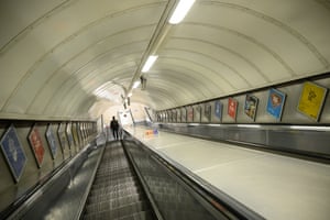 A man walks through a very quiet underground station during what would traditionally be a busy period for commuter travel, on 26 March, 2021 in London, England. A year after the first Covid-19 lockdown discouraged use of public transit, ridership on the London Underground, which recorded around 4 million rides every weekday pre-pandemic, was hovering around 20 percent of normal. Transport for London worries it will take two years before ridership - and hopefully the agency’s finances - returns to normal.