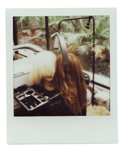 A pair of mannequin heads sporting wigs