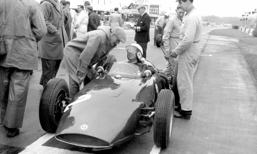 Tony Brooks in the BRM P48 on the grid at Goodwood, 1961.