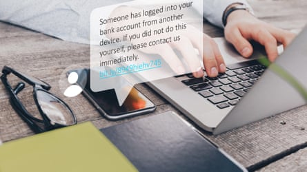 a speech bubble emanates from a smartphone asking for you to click through a link