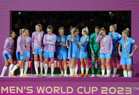 England players looks dejected after losing the 2023 WomenWorld Cup final to Spain