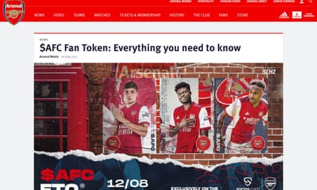 Arsenal FC ad promoting fan tokens
