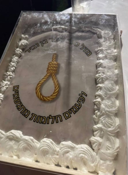 Earlier this year Itamar Ben-Gvir celebrated his 50th birthday with a noose-themed cake.