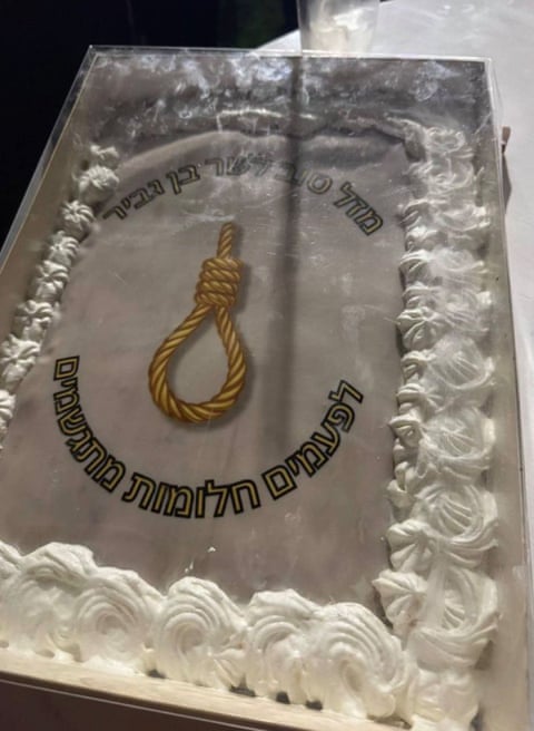 Earlier this year Itamar Ben-Gvir celebrated his 50th birthday with a noose-themed cake.