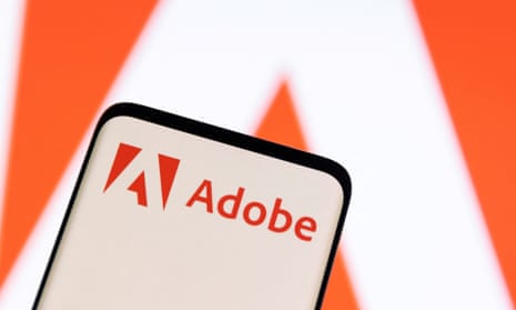 An Adobe logo on a smartphone.