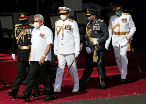 Sri Lanka’s President Gotabaya Rajapaksa arrives at independence day celebrations in Colombo on 4 February.