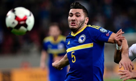 Sead Kolasinac, in action here for Bosnia-Herzegovina, grew up in Germany and religion was a significant part of his upbringing.