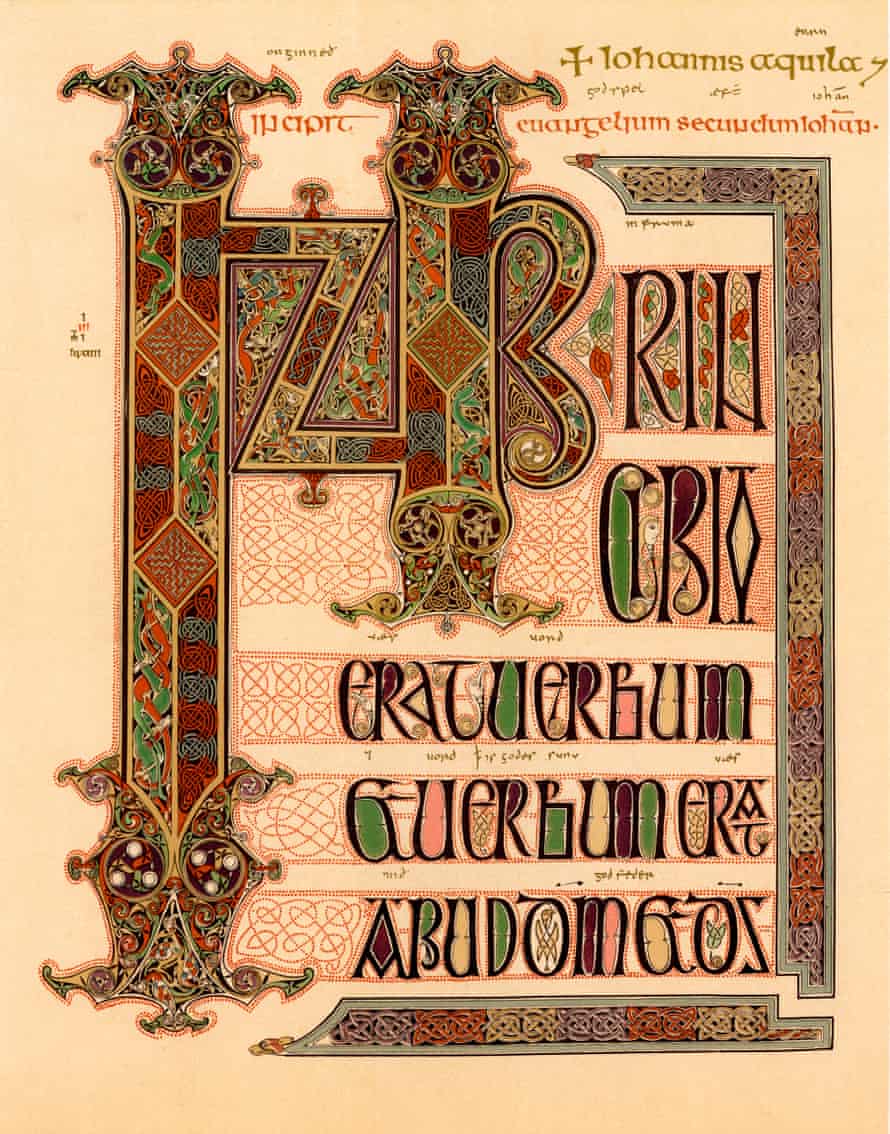 Initial page of the Gospel of St John from the Lindisfarne Gospels.