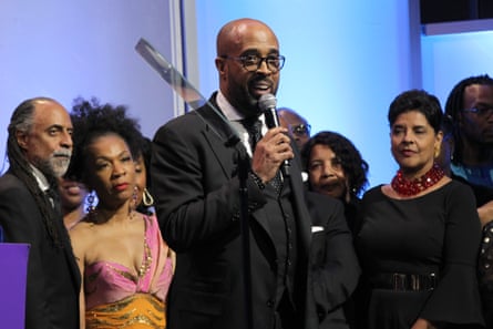 a man with a microphone