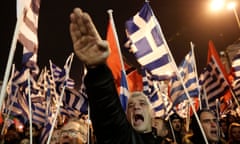 A Golden Dawn rally in Athens in 2014. Photograph: Yannis Kolesidis