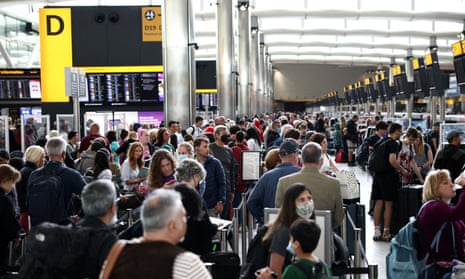 Departing passengers queueing at Terminal 2 at Heathrow airport this week.