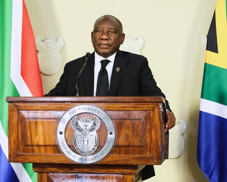 The South African president Cyril Ramaphosa addresses the nation in a televised address