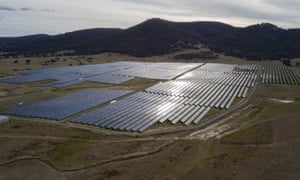 Aerial view of a solar farm