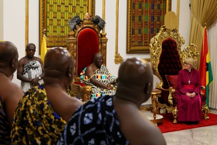 Asantehene Otumfuo Osei Tutu II with Archbishop of Canterbury Sarah Mullally at the Manhyia Palace.
