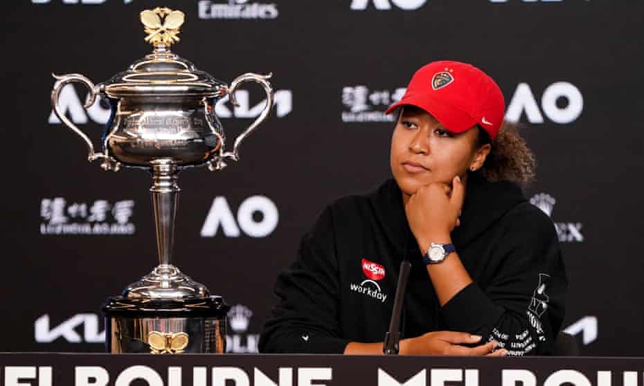 Naomi Osaka at a press conference after winning the Australian Open in Melbourne, February 2021