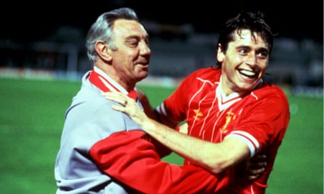 Liverpool manager Joe Fagan and Michael Robinson celebrate after victory in the 1984 European Cup final.