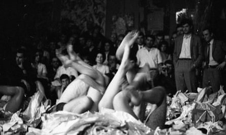 Carolee Schneemann’s Meat Joy performed in Paris, 1964; there was a retrospective at the Barbican in September.