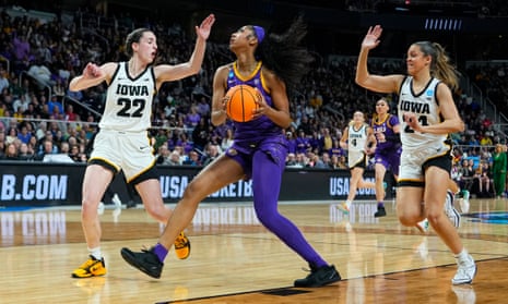 NCAA women's Tournament: Angel Reese and Caitlin Clark meet in LSU v Iowa rematch – live