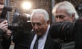 Former International Monetary Fund chief Dominique Strauss-Kahn leaves his hotel for a court for trial for sex charges, in Lille, northern France, Tuesday, Feb. 17, 2015. It's appearing more likely that Strauss-Kahn will be acquitted of charges of aggravated pimping at his trial. (AP Photo/Michel Spingler)