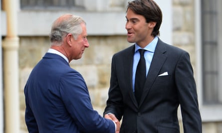 Prince Charles greets William Van Cutsem at the funeral of his father, Hugh, in 2013