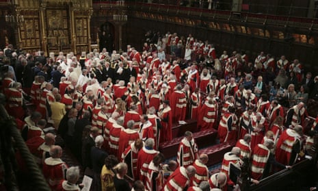 Members of the House of Lords and guests in the chamber ahead of the state opening of parliament in December 2019