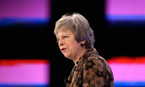 Theresa May speaks at the 2018 CBI conference.