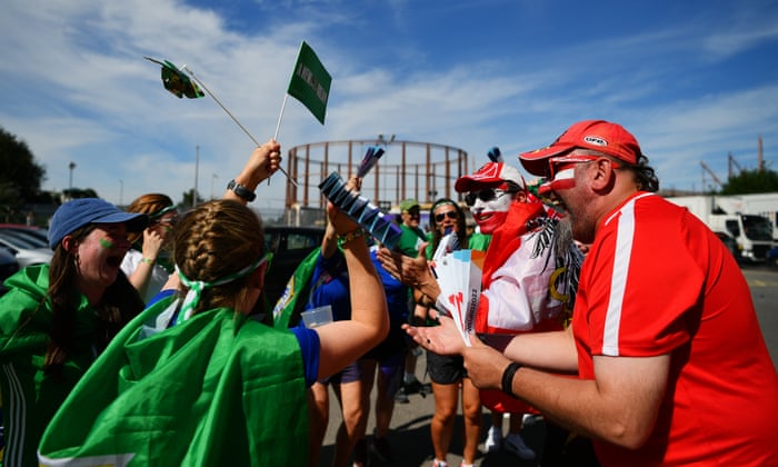 Northern Ireland and Austria fans enjoy the atmosphere outside St Mary's.