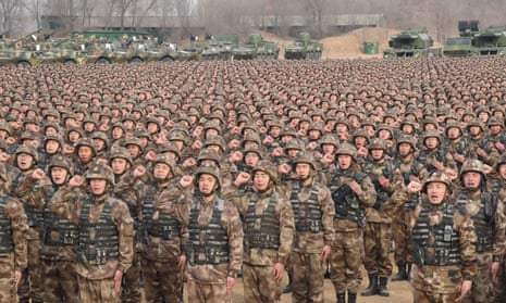 Xi Jinping attends mobilization meeting, Baoding, Hebei, China - 03 Jan 2018<br>Mandatory Credit: Photo by Xinhua/REX/Shutterstock (9306375b) Officers and soldiers take an oath during a mobilization meeting held by the Central Military Commission Xi Jinping attends mobilization meeting, Baoding, Hebei, China - 03 Jan 2018