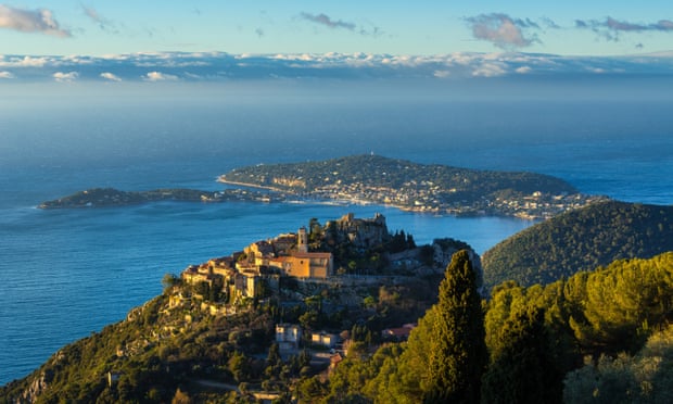 View of Èze with Cap Ferrat in the distance