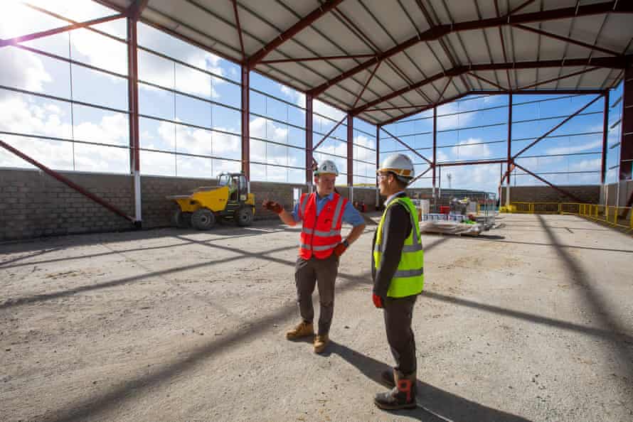 The construction site of the new hangar, which will be used by Spaceport Cornwall.